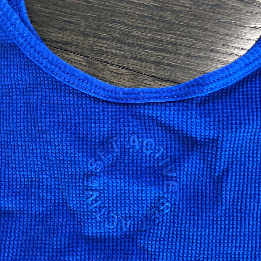 Set Active Blue Ribbed Tank XL EUC Cropped - Picture 5 of 6